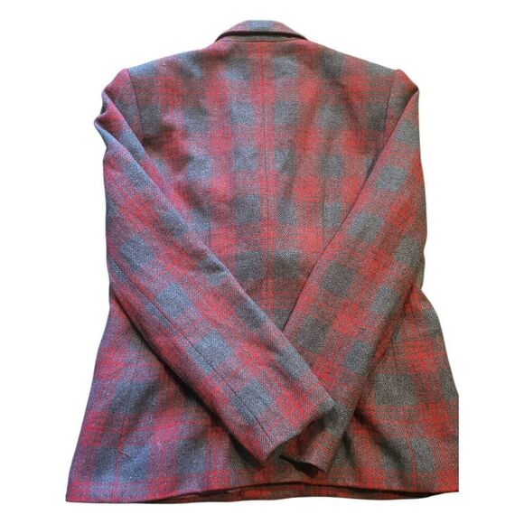 Vintage Y2K GAP Blazer Women's Medium Grey Red Plaid Wool Blend Jacket - Picture 2 of 6